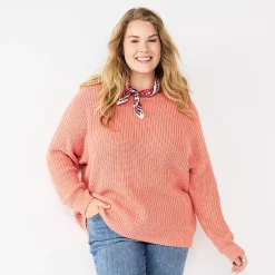Plus Size Sonoma Goods For Life® Drop Shoulder Sweater -Sonoma Goods For Life Sales 5585467 Coral
