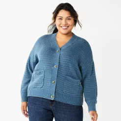 Plus Size Sonoma Goods For Life® Cropped Cardigan -Sonoma Goods For Life Sales 5585627 Washed Blue
