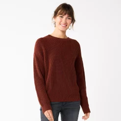 Petite Sonoma Goods For Life® Drop Shoulder Pullover Sweater -Sonoma Goods For Life Sales 5587850 Brown