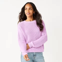 Petite Sonoma Goods For Life® Drop Shoulder Pullover Sweater -Sonoma Goods For Life Sales 5587850 Lavendar