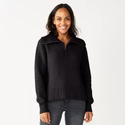 Women's Sonoma Goods For Life® Cozy Quarter-Zip Sweater -Sonoma Goods For Life Sales 5597622 Black