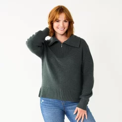 Women's Sonoma Goods For Life® Cozy Quarter-Zip Sweater -Sonoma Goods For Life Sales 5597622 Dusty Green