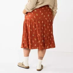 Plus Size Sonoma Goods For Life® Tiered Midi Skirt -Sonoma Goods For Life Sales 5659149 ALT