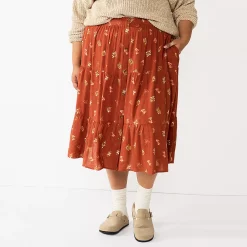 Plus Size Sonoma Goods For LifeĀ® Tiered Midi Skirt