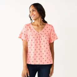 Women's Sonoma Goods For Life® Ruffled Babydoll Top 12 Women's Sonoma Goods For Life® Ruffled Babydoll Top -Sonoma Goods For Life Sales 5665750 Coral Mauve Geo