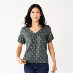 Women's Sonoma Goods For Life® Ruffled Babydoll Top 11 Women's Sonoma Goods For Life® Ruffled Babydoll Top -Sonoma Goods For Life Sales 5665750 Gray Gold Geo