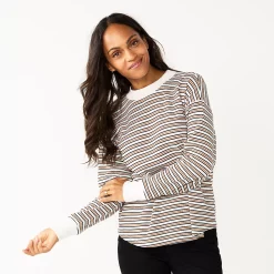 Women's Sonoma Goods For Life® Mockneck Waffle Top 19 Women's Sonoma Goods For Life® Mockneck Waffle Top -Sonoma Goods For Life Sales 5672315 Ivory Brown Stripe