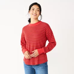 Women's Sonoma Goods For Life® Mockneck Waffle Top 16 Women's Sonoma Goods For Life® Mockneck Waffle Top -Sonoma Goods For Life Sales 5672315 Red Orange Stripe