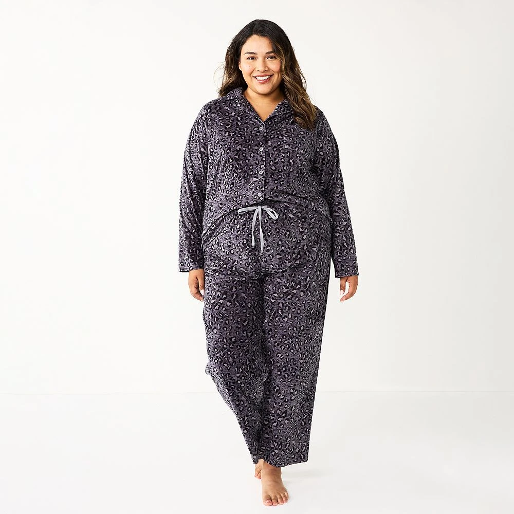 Plus Size Sonoma Goods For Life® Velour Pajama Shirt & Pajama Pants Sleep Set 7 Plus Size Sonoma Goods For Life® Velour Pajama Shirt & Pajama Pants Sleep Set - Image 7