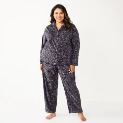 Plus Size Sonoma Goods For Life® Velour Pajama Shirt & Pajama Pants Sleep Set 10 Plus Size Sonoma Goods For Life® Velour Pajama Shirt & Pajama Pants Sleep Set -Sonoma Goods For Life Sales 5675146 Black Leopard