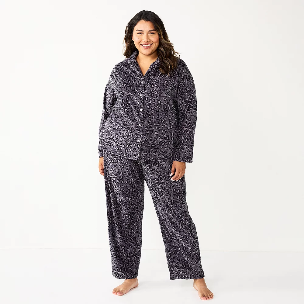Plus Size Sonoma Goods For Life® Velour Pajama Shirt & Pajama Pants Sleep Set 4 Plus Size Sonoma Goods For Life® Velour Pajama Shirt & Pajama Pants Sleep Set - Image 4