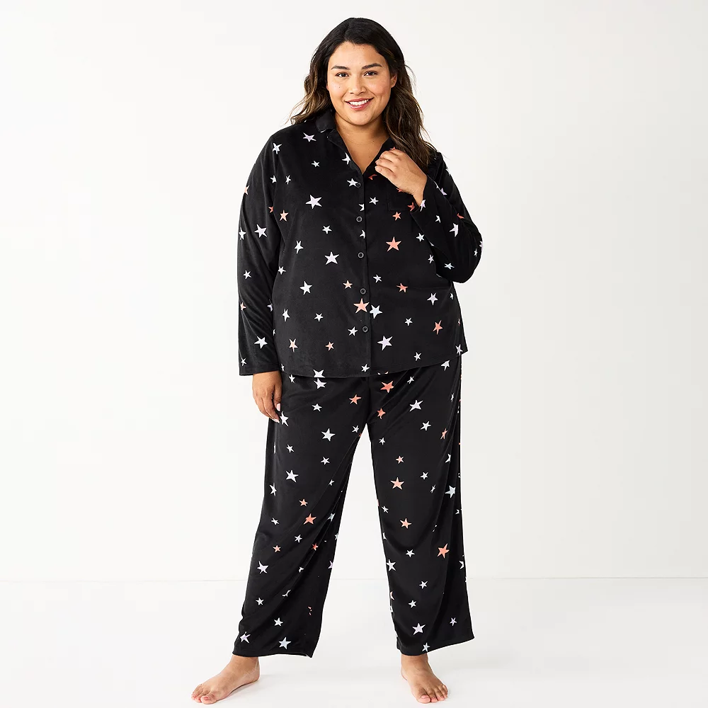 Plus Size Sonoma Goods For Life® Velour Pajama Shirt & Pajama Pants Sleep Set 3 Plus Size Sonoma Goods For Life® Velour Pajama Shirt & Pajama Pants Sleep Set - Image 3