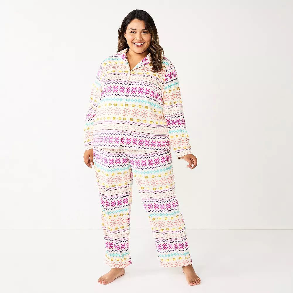 Plus Size Sonoma Goods For Life® Velour Pajama Shirt & Pajama Pants Sleep Set 2 Plus Size Sonoma Goods For Life® Velour Pajama Shirt & Pajama Pants Sleep Set - Image 2
