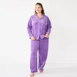 Plus Size Sonoma Goods For Life® Velour Pajama Shirt & Pajama Pants Sleep Set 11 Plus Size Sonoma Goods For Life® Velour Pajama Shirt & Pajama Pants Sleep Set -Sonoma Goods For Life Sales 5675146 Lilac Happy Dots