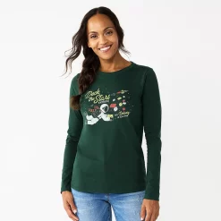 Women's Sonoma Goods For Life® Long Sleeve Christmas Graphic Tee -Sonoma Goods For Life Sales 5676288 Deck The Stars