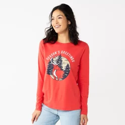Women's Sonoma Goods For Life® Long Sleeve Christmas Graphic Tee -Sonoma Goods For Life Sales 5676288 Seasons Greeting