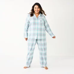 Plus Size Sonoma Goods For Life® Flannel Pajama Shirt & Pajama Pants Sleep Set