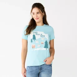 Women's Sonoma Goods For Life® Short Sleeve Christmas Graphic Tee -Sonoma Goods For Life Sales 5686036 Blue Snow