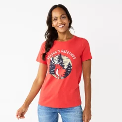 Women's Sonoma Goods For Life® Short Sleeve Christmas Graphic Tee -Sonoma Goods For Life Sales 5686036 Seasons Greeting