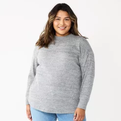 Plus Size Sonoma Goods For Life® Mockneck Waffle Top -Sonoma Goods For Life Sales 5686673 Captivate Grey