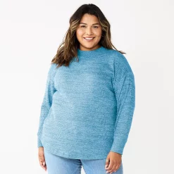 Plus Size Sonoma Goods For Life® Mockneck Waffle Top -Sonoma Goods For Life Sales 5686673 Navy
