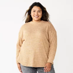 Plus Size Sonoma Goods For Life® Mockneck Waffle Top -Sonoma Goods For Life Sales 5686673 Talus Brown