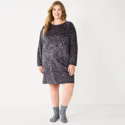 Plus Size Sonoma Goods For Life® 2-pc. Long Sleeve Crewneck Sleepshirt & Socks Set 9 Plus Size Sonoma Goods For Life® 2-pc. Long Sleeve Crewneck Sleepshirt & Socks Set -Sonoma Goods For Life Sales 5690616 Black Leopard