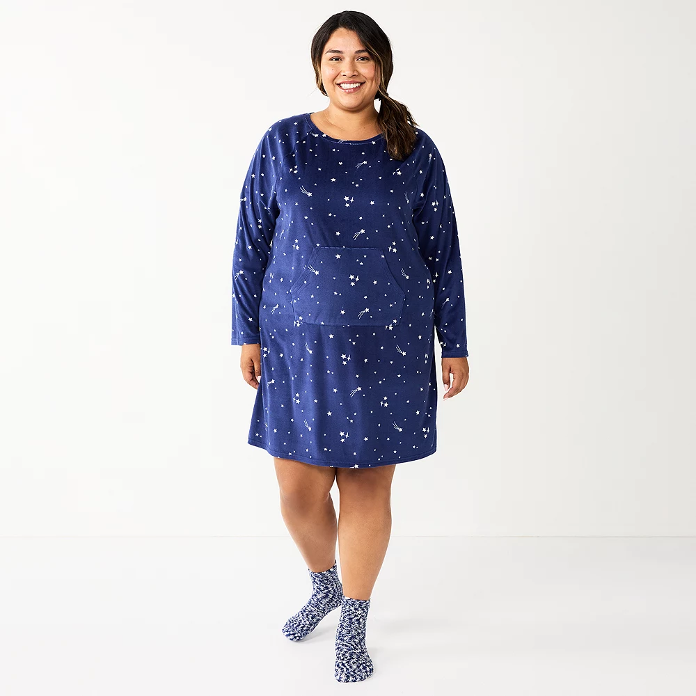 Plus Size Sonoma Goods For Life® 2-pc. Long Sleeve Crewneck Sleepshirt & Socks Set 1 Plus Size Sonoma Goods For Life® 2-pc. Long Sleeve Crewneck Sleepshirt & Socks Set