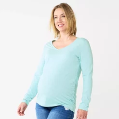 Maternity Sonoma Goods For Life® Essential Long Sleeve V-Neck Tee -Sonoma Goods For Life Sales 5691532 Blue