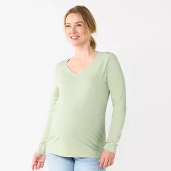 Maternity Sonoma Goods For Life® Essential Long Sleeve V-Neck Tee -Sonoma Goods For Life Sales 5691532 Green