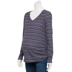 Maternity Sonoma Goods For Life® Essential Long Sleeve V-Neck Tee -Sonoma Goods For Life Sales 5691532 Navy Stripe