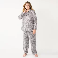 Plus Size Sonoma Goods For Life® Knit Pajama Shirt & Pajama Pants Sleep Set 5 Plus Size Sonoma Goods For Life® Knit Pajama Shirt & Pajama Pants Sleep Set -Sonoma Goods For Life Sales 6025544 Grey Leopard