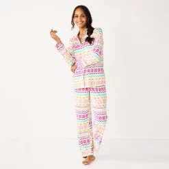 Women's Sonoma Goods For Life® Velour Pajama Shirt & Pajama Pants Sleep Set 7 Women's Sonoma Goods For Life® Velour Pajama Shirt & Pajama Pants Sleep Set -Sonoma Goods For Life Sales 6076017 Ivory Fun Fisle