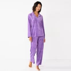 Women's Sonoma Goods For Life® Velour Pajama Shirt & Pajama Pants Sleep Set 6 Women's Sonoma Goods For Life® Velour Pajama Shirt & Pajama Pants Sleep Set -Sonoma Goods For Life Sales 6076017 Lilac Happy Dots