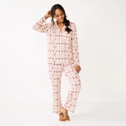 Women's Sonoma Goods For Life® Knit Pajama Shirt & Pajama Pants Sleep Set 9 Women's Sonoma Goods For Life® Knit Pajama Shirt & Pajama Pants Sleep Set -Sonoma Goods For Life Sales 6076381 Ivory4 Stitch Geo