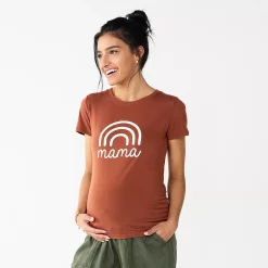 Maternity Sonoma Goods For Life® Fitted Crewneck Graphic Tee -Sonoma Goods For Life Sales 6120299 Mama Rainbow Brown