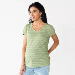 Maternity Sonoma Goods For Life® Essential V-Neck Tee -Sonoma Goods For Life Sales 6120474 Green Stripe